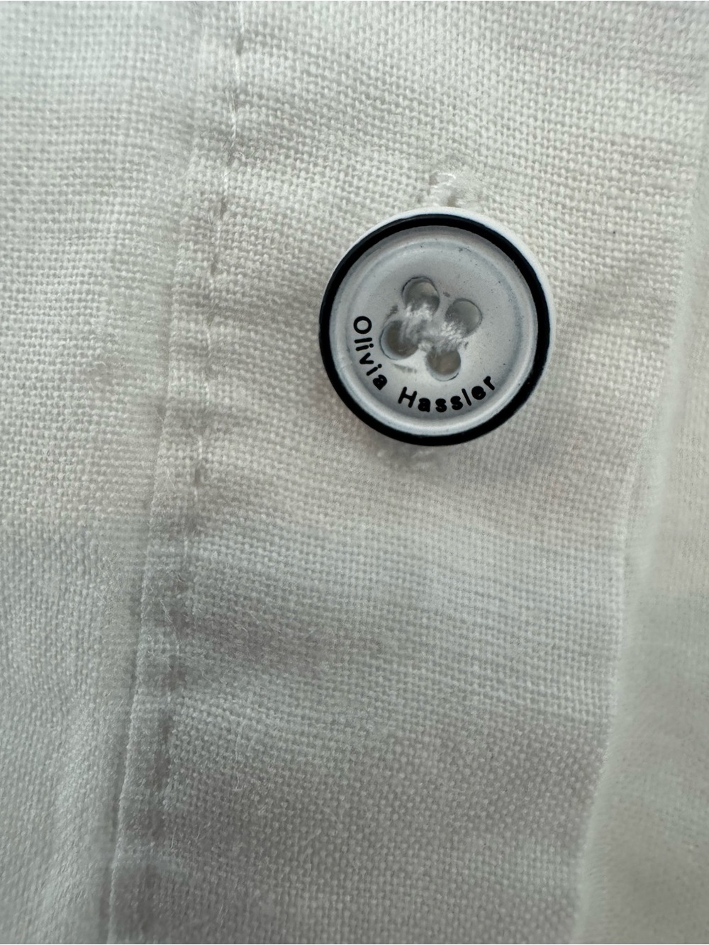 Everyday White Linen-Blend Button Front Shirt - Picture 4 of 7